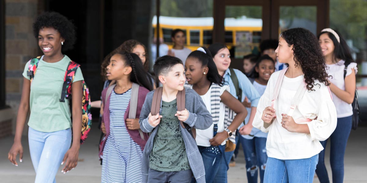 students leaving school