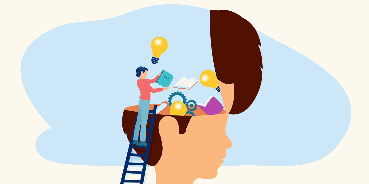 illustration of a people looking inside a persons head