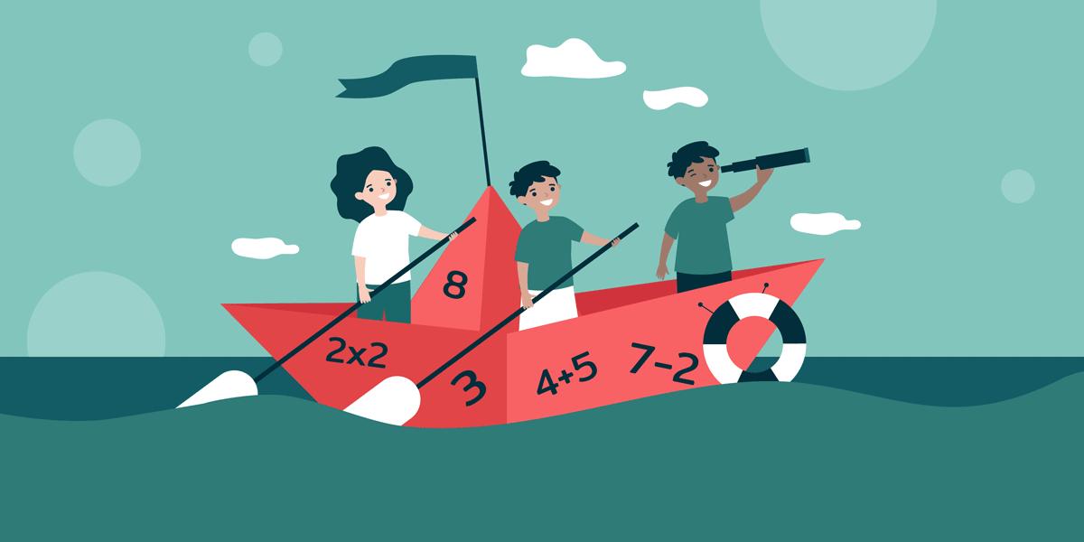 illustration of students in a boat