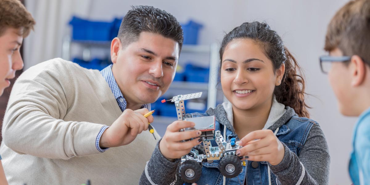 science teacher and student