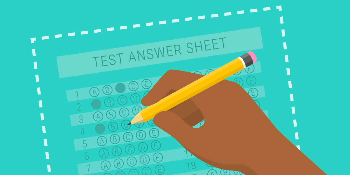 illustration of a hand taking a standardize test