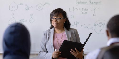 teacher in front of a classroom