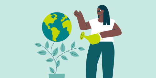 Teacher with a globe