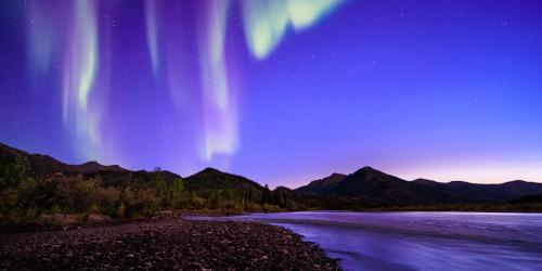 Aurora Borealis over the Koyukuk River above the Arctic Circle in Wiseman, Alaska