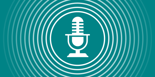 Microphone in the center with circles coming out of it